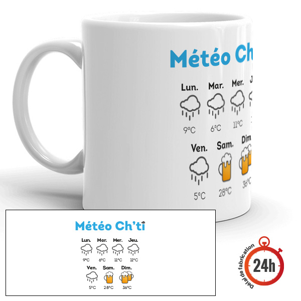 Mug personnalisé humour chti météo