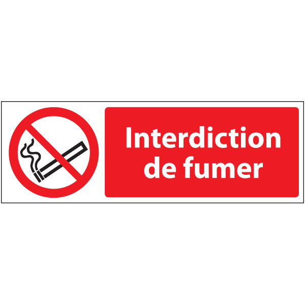 Panneau de securite interdiction de fumer rouge avec pictogramme, prix dégressif