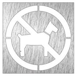 Plaque de porte avec pictogramme decoupé alu brossé picto chien interdit 