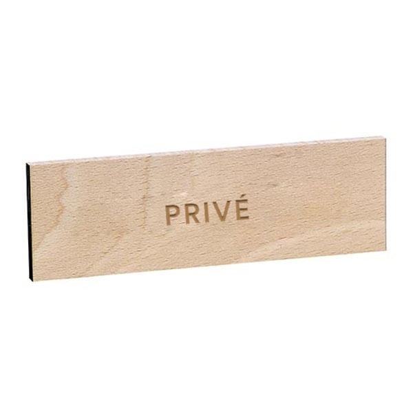 Plaque de porte PRIVE gravée sur bois de hêtre