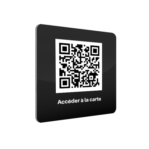 Plaque QR code 150 x 150 mm à coller sur une table