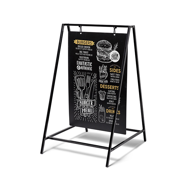 Stop trottoir ardoise suspendue format 50x70 cm , structure acier noire 