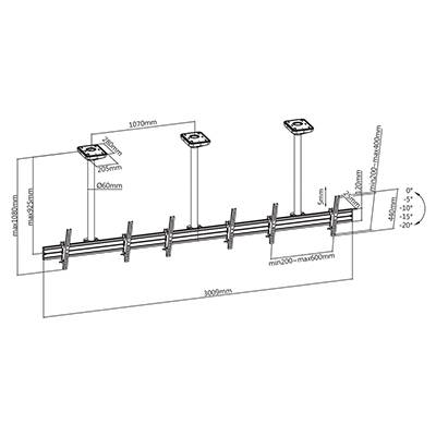 support plafond ecran TV , menuboard