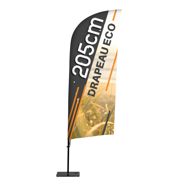 Beach flag eco recto hauteur 2050 mm, version wind