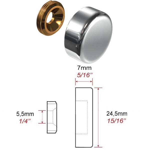 Cache vis aluminium  Ø 24 mm