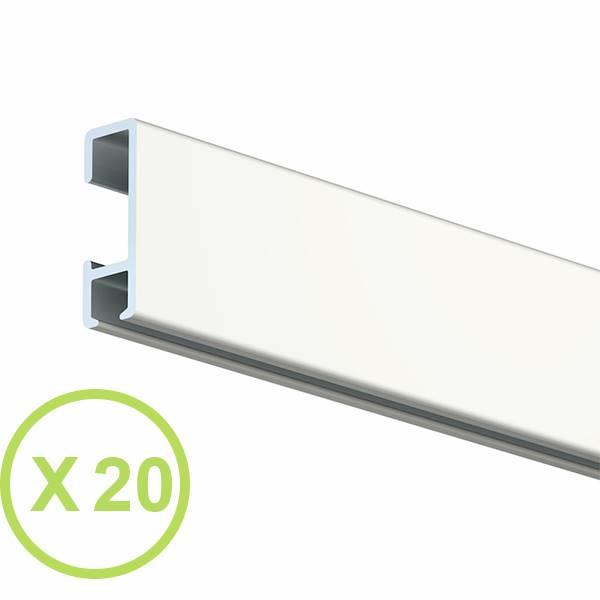 Cimaise rail aluminium blanc Click-rail, longueur 2 m, lot de 20