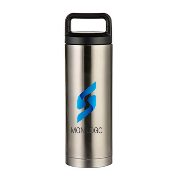 Thermos personnalisé aluminium avec double paroi et capuchon poignée 450 ml