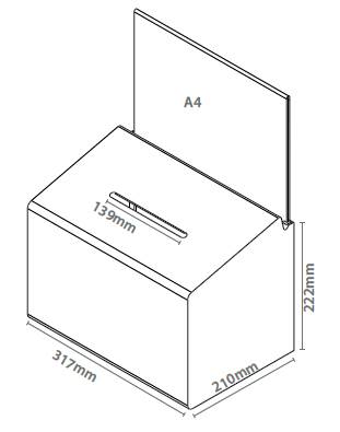 Dimensions de l'urne plexiglas grand format, 31 x 21 cm