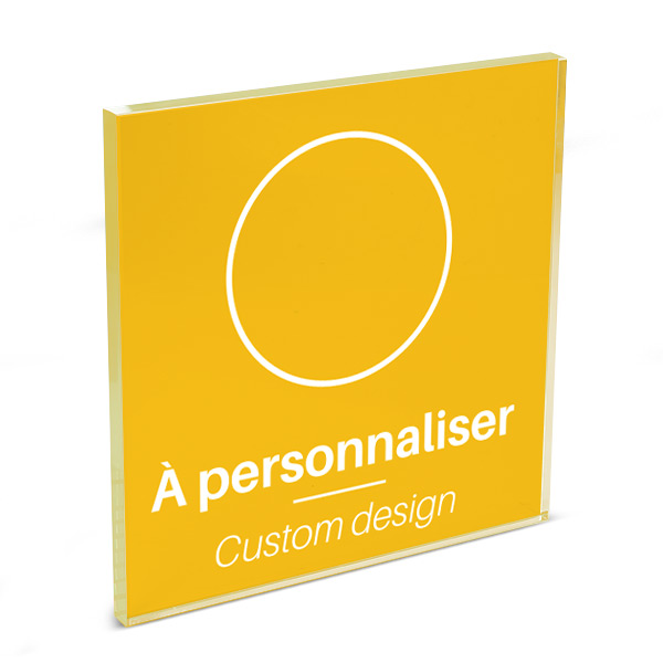 Plaque de porte plexi color uni jaune à personnaliser 120 x 120 mm