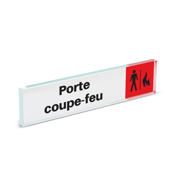 Plaque de porte plexiglass pictogramme porte coupe feu