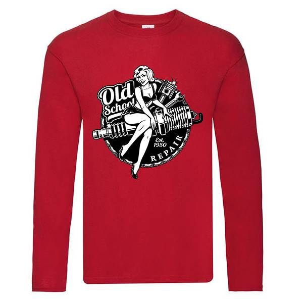 T-shirt homme personnalisé manches longues, 100% coton 145grs , motif pin up old school