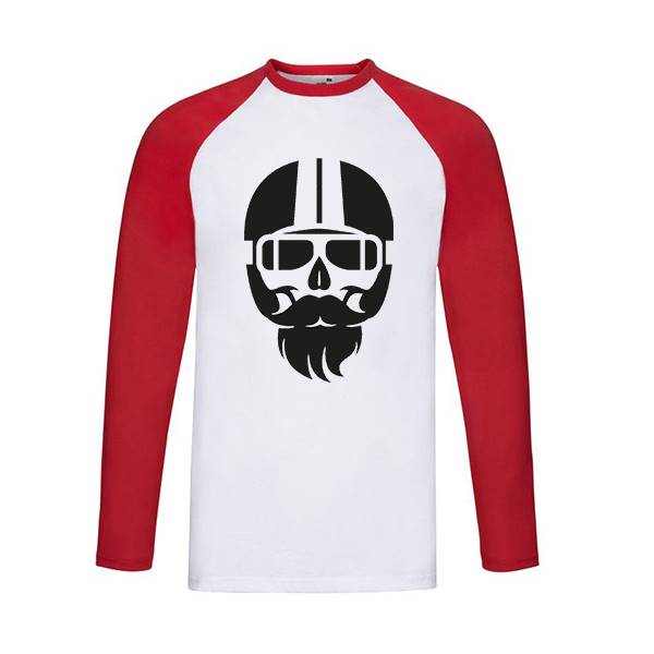 T-shirt homme personnalisé baseball manches longues, 100% coton 165 grs , motif biker barbu