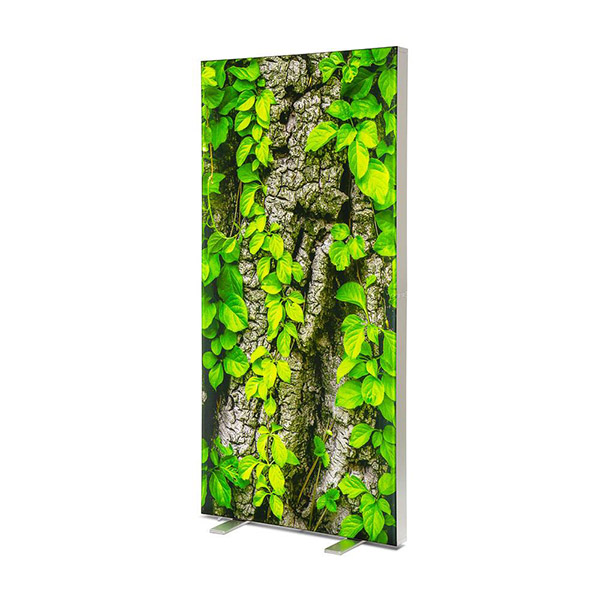 Totem sur pieds toile tendue 1000 x 2500 mm recto verso, epaisseur 100 mm, eclairage LED