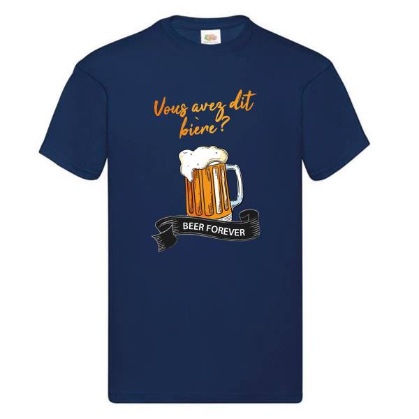 T-shirt bleu homme, vous avez dit bière, manches courtes, 100% coton 145g