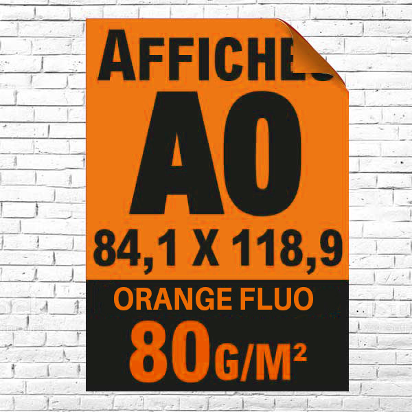 Lot affiche fluo orange A0 recto impression noire à partir de 1 unité