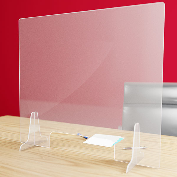 Hygiaphone protection plexiglas 3 mm 110 x 97 cm avec petit passe document 