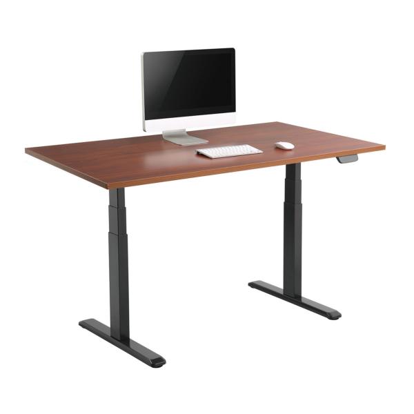 Bureau motorisé simple 120x75 cm assis-debout pied noir plateau noyer  hauteur reglable de 62-128 cm 