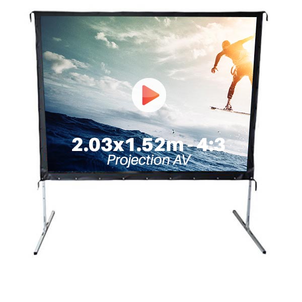 Ecran de projection avec valise pour video projecteur, format 2,03 x 1.52 m , ecran 4/3