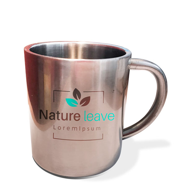 Mug inox impression personnalisée, hauteur 8 cm