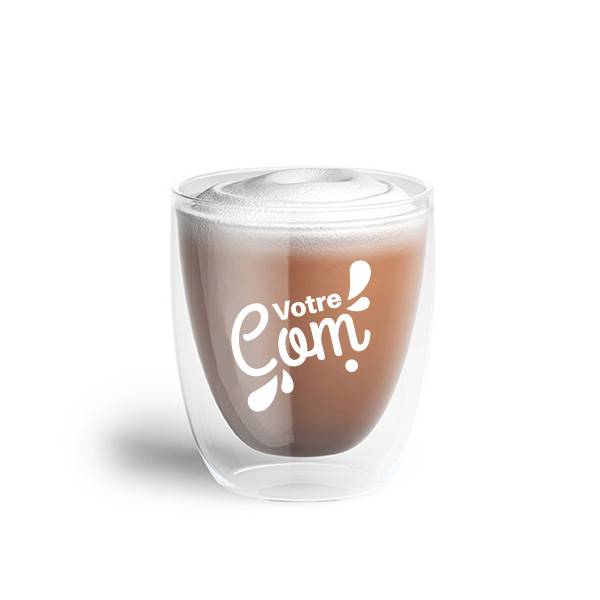 Tasse cappuccino personnalisée 25 cl , verre double paroi, impression 1 couleur , dés  150 unit