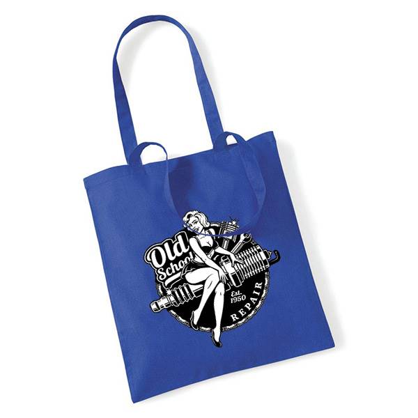Sac tissu personnalisé, 100% coton 140g ,format  38x42 cm , anse 67cm, motif pin up old school