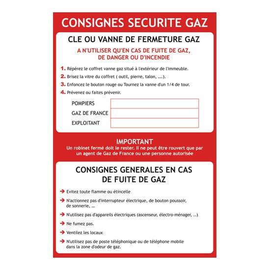 Panneau de sécurite chaufferie gaz, prix degressif