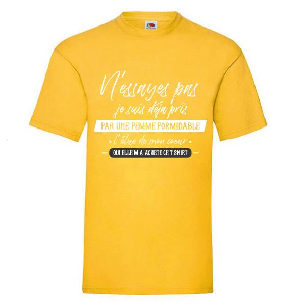 T-shirt homme personnalisé manches courtes , 100% coton 145grs , motif n'essayes pas 