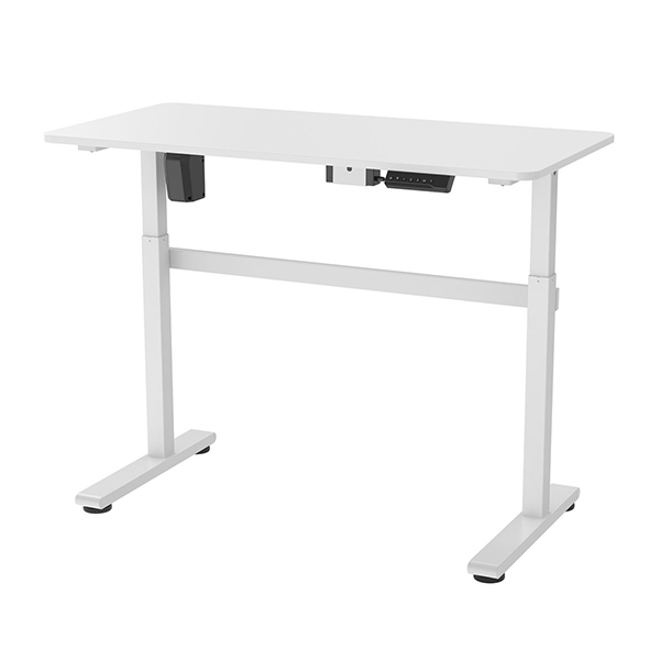 Bureau motorisé simple 140x60 cm assis-debout blanc hauteur reglable de 73 à 118 cm 