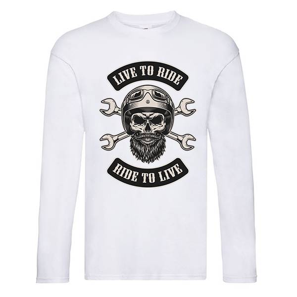 T-shirt homme personnalisé manches longues, 100% coton 145grs , motif live to ride