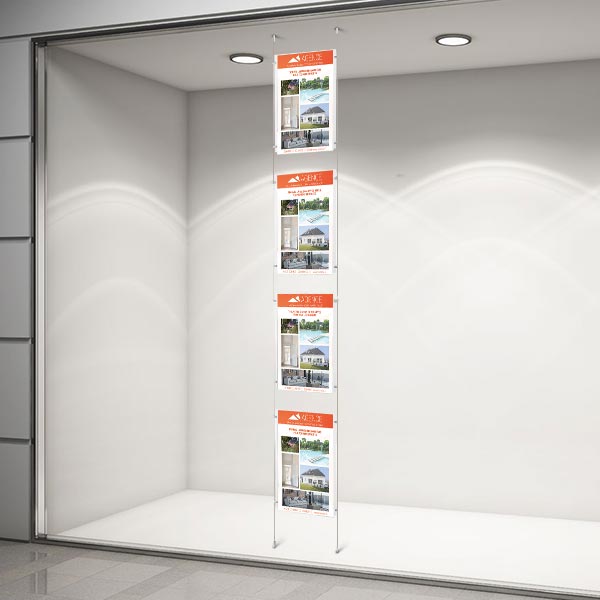 Colonne affichage vitrine 4xA3 pour agence immobiliere