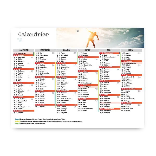 Calendrier de banque 53 x 40 cm recto verso, à partir de 50 unités