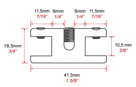Plan fixation tige 6 mm pour panneau jusqu'à 10 mm