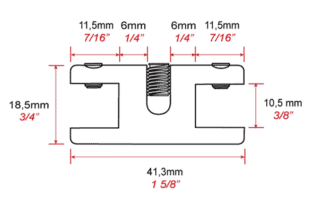 Plan fixation tige 6 mm pour panneau jusqu' 10 mm