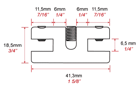 Plan fixation tige 6 mm pour panneau jusqu' 6 mm