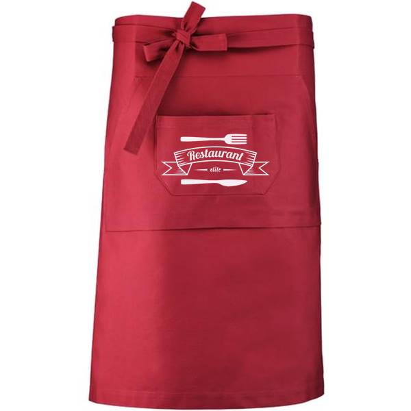 Tablier de cuisine personnalisé 100 % coton 280g , format L 90 x H 50 cm , 3 poches avant