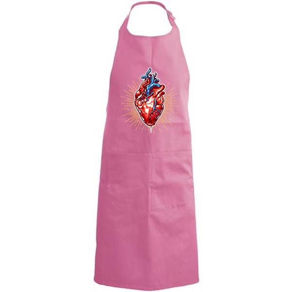 Tablier de cuisine personnalisé 100% coton , taille réglable et poches avant, motif saint coeur