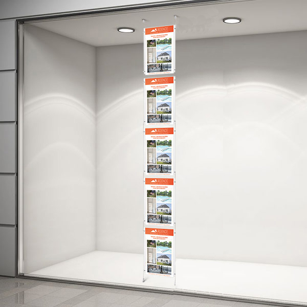 Colonne affichage vitrine 5xA4 pour agence immobiliere