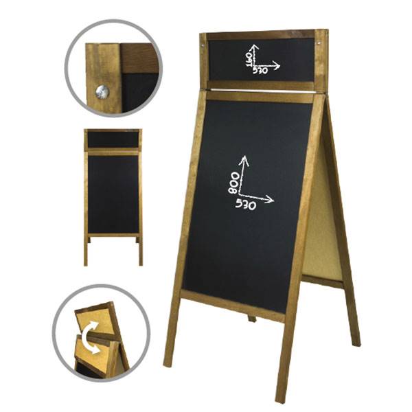 Stop trottoir ardoise bois double face avec fronton 1380 x 610 mm