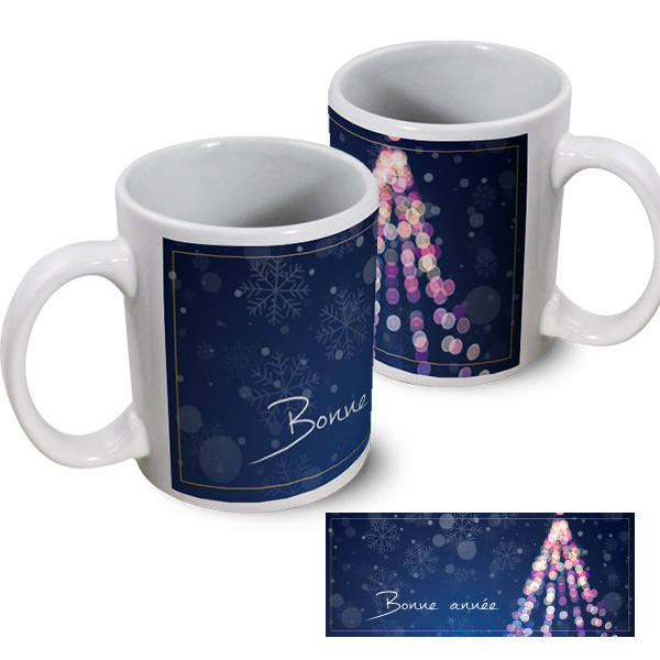 Mug publicitaire Noël sapin céramique blanc impression couleur panoramique