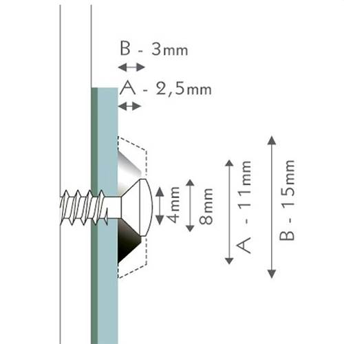 Dimensions cache vis biseauté