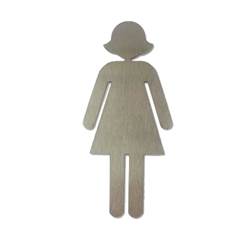 Plaque de porte pictogramme decoupé alu brossé picto toilette femme 