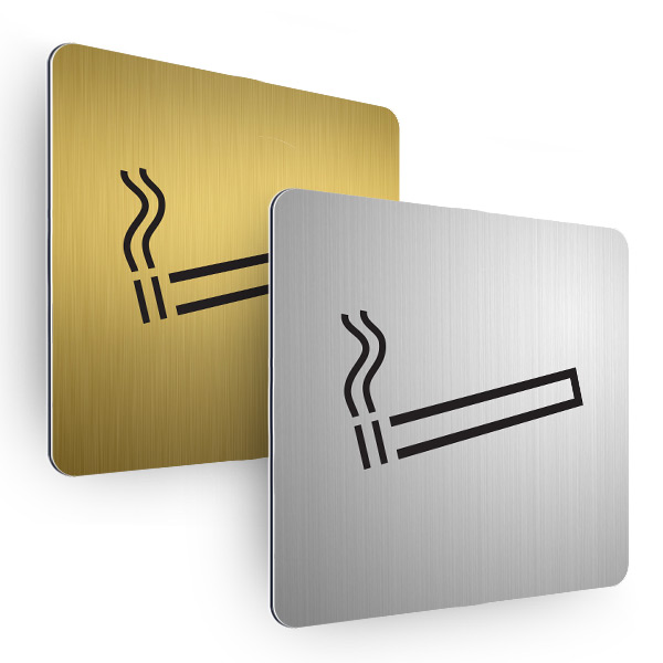 Plaque de porte aluminium brossé carrée pictogramme zone fumeurs