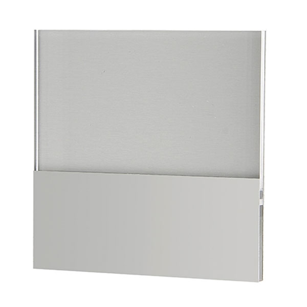 Plaque de porte avec finition aluminium gris satiné, adhésif au dos
