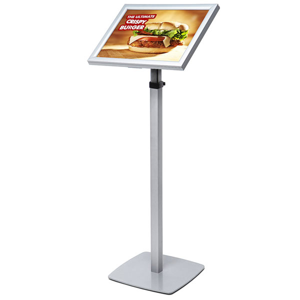 Porte menu LED sur pied avec cadre affiche A4 ou A3