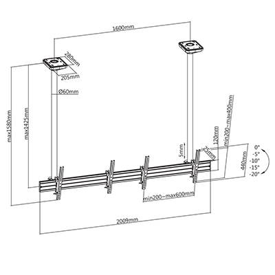 support plafond ecran TV , menuboard