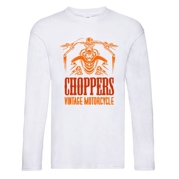 T-shirt homme personnalisé manches longues, 100% coton 145grs , motif  choppers vintage