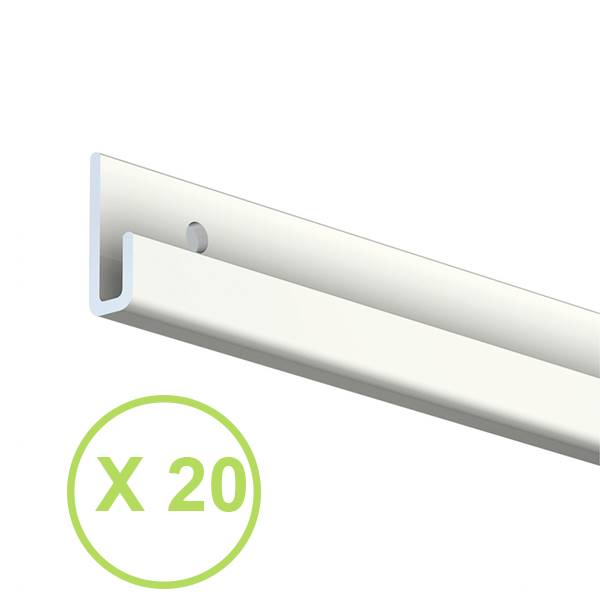 Cimaise J-rail aluminium blanc , longueur 2 m, lot de 20