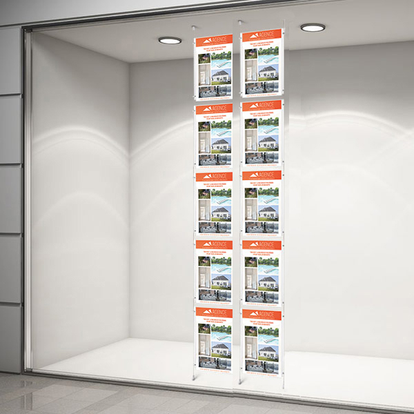 2 colonnes affichage vitrine 10xA3 pour agence immobiliere