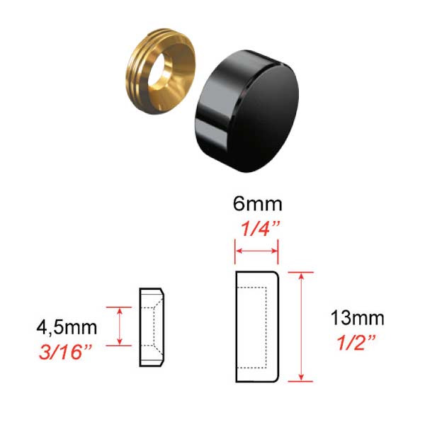 Cache vis noir aluminium Ø 13 mm