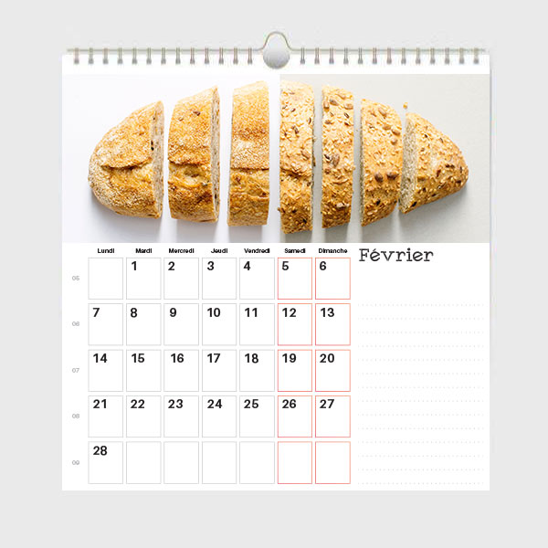 Calendrier à spirales carré 14.8 x 14.8 cm papier 170 g, à partir de 20 unités